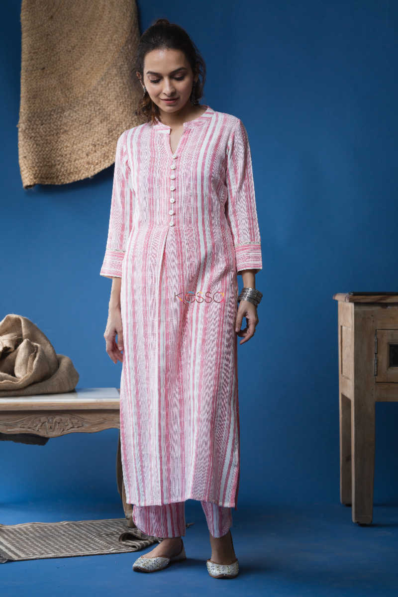 Image for Kusvaa Ws611 Old Rose South Cotton Kurta Pant Set Featured