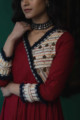 Image for Kusvaa Ws612 Maroon Voil Kalidaar Dress Closeup
