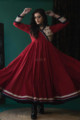 Image for Kusvaa Ws612 Maroon Voil Kalidaar Dress Look 2