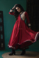 Image for Kusvaa Ws612 Maroon Voil Kalidaar Dress Look