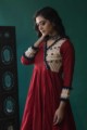 Image for Kusvaa Ws612 Maroon Voil Kalidaar Dress Side