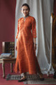 Image for Kusvaa Ws614 Tuscany Orange A Line Kochi Silk Kurta Look