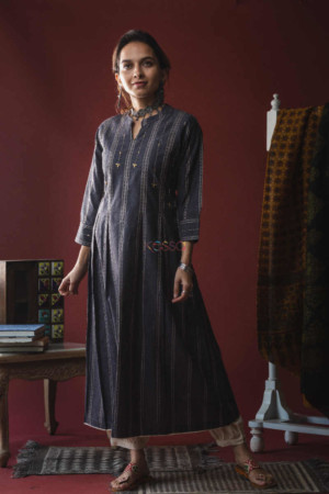 Image for Kusvaa Ws615 Tundora Grey South Cotton Kurta Featured