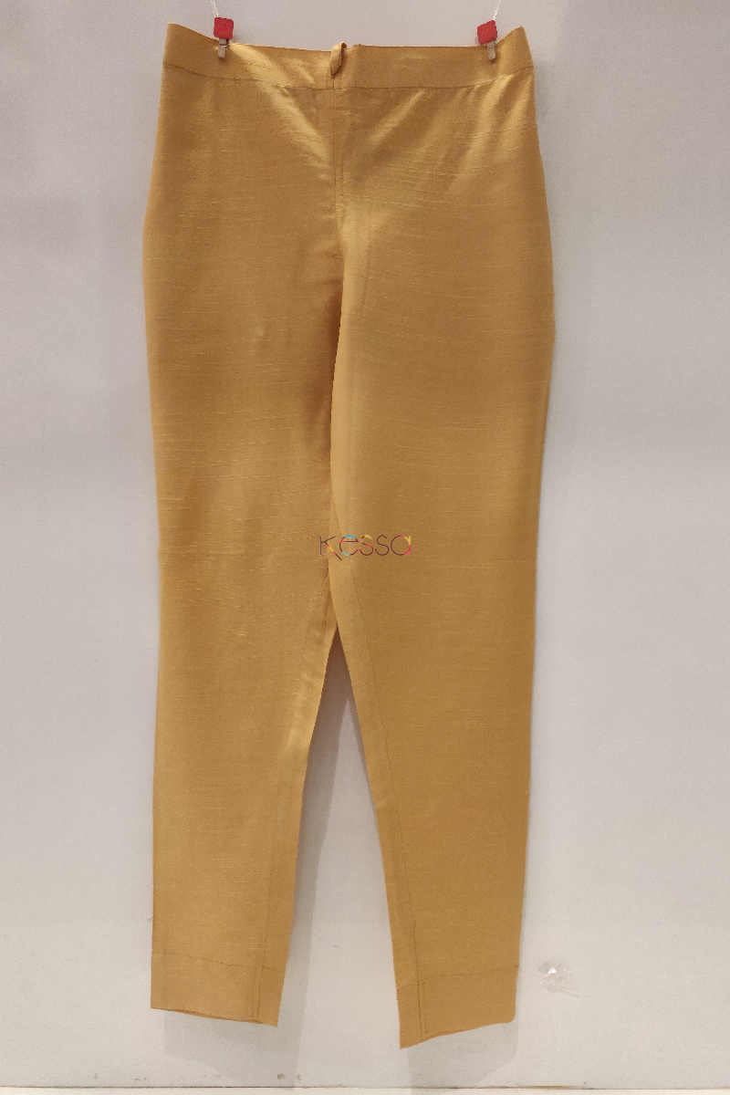Image for Ws207p Cotton Silk Pants Pocket Elasticated Waist Golden