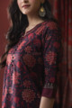 Image for Kusvaa Avdaf15 Merlot Red Cotton Straight Kurta Closeup 1