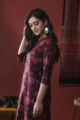 Image for Kusvaa Avdaf15 Merlot Red Cotton Straight Kurta Side 1