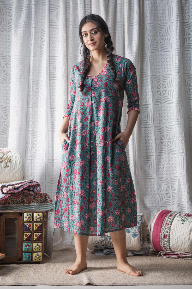 Image for Kusvaa De29 Charm Red And Turquoise Maternity Dress Hd