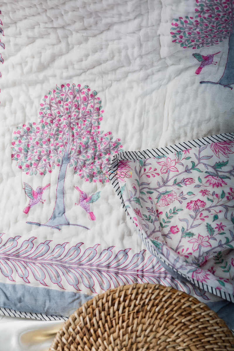 Image for Kusvaa Kaq89 Blush Pink Single Bed Quilt Look