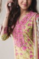 Image for Kusvaa Kuoj139 Pesto Green Block Printed Kurta Dupatta Set Closeup