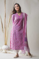 Image for Kusvaa Kuoj140 Tapestery Purple Kurta Dupatta Set Side