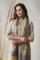 Image for Kusvaa Nekurta06 Heathered Grey Chanderi Kurta Dupatta Set Closeup 1