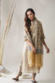 Image for Kusvaa Nekurta06 Heathered Grey Chanderi Kurta Dupatta Set Front