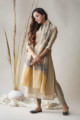 Image for Kusvaa Nekurta06 Heathered Grey Chanderi Kurta Dupatta Set Side