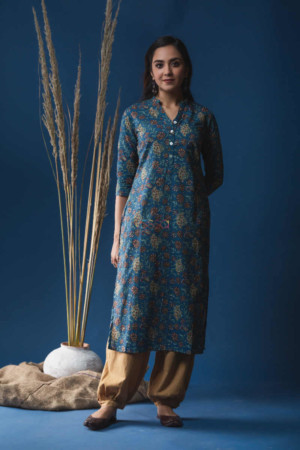 Image for Kusvaa Taf39 Blue Dianne Regular Wear Kurta Featured