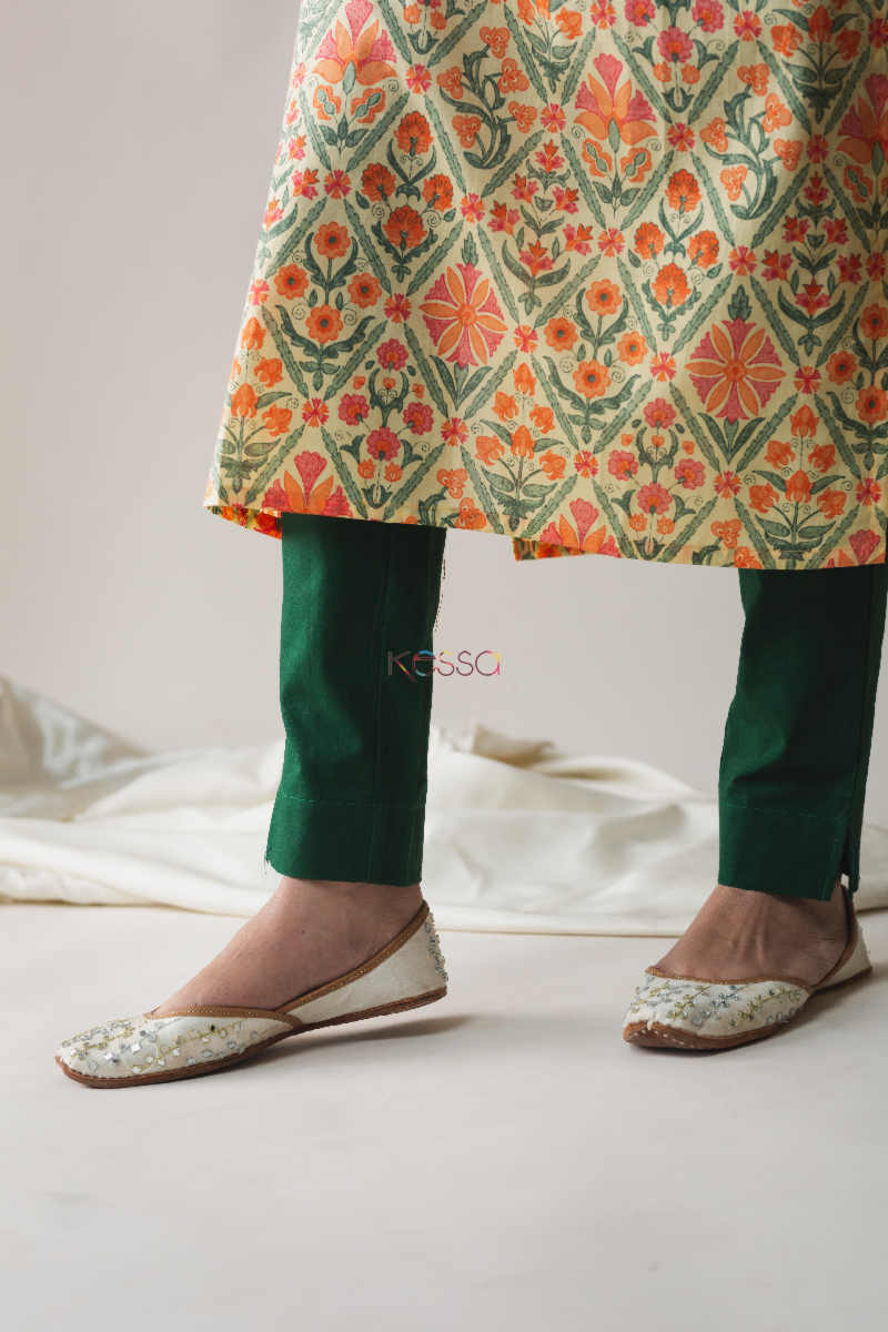 Image for Kusvaa Taf41 Porsche Yellow And Hippie Green Regular Kurta Bottom