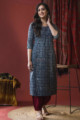 Image for Kusvaa Vcr02 Mirage Blue Bagru Regular Wear Kurta Front