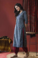 Image for Kusvaa Vcr02 Mirage Blue Bagru Regular Wear Kurta Side