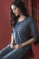 Image for Kusvaa Vcr02 Mirage Blue Bagru Regular Wear Kurta Sitting 1