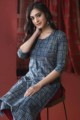 Image for Kusvaa Vcr02 Mirage Blue Bagru Regular Wear Kurta Sitting