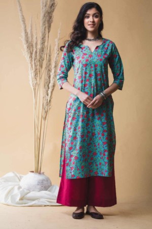 Image for Kusvaa Vcr04 Downy Blue Regular Wear Kurta Featured