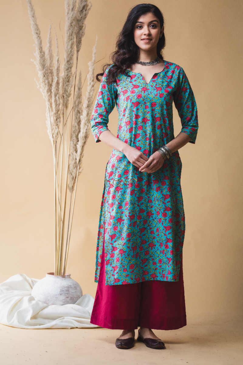 Image for Kusvaa Vcr04 Downy Blue Regular Wear Kurta Featured