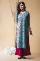 Image for Kusvaa Vcr04 Downy Blue Regular Wear Kurta Front