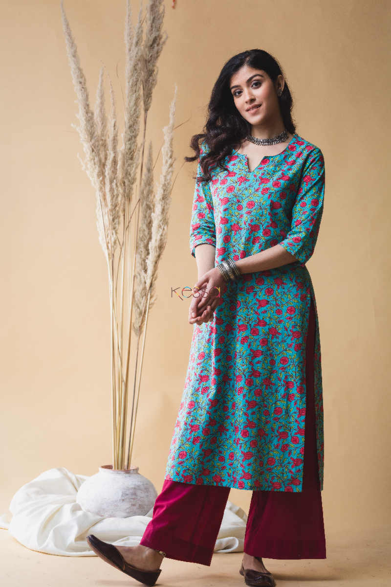 Image for Kusvaa Vcr04 Downy Blue Regular Wear Kurta Look