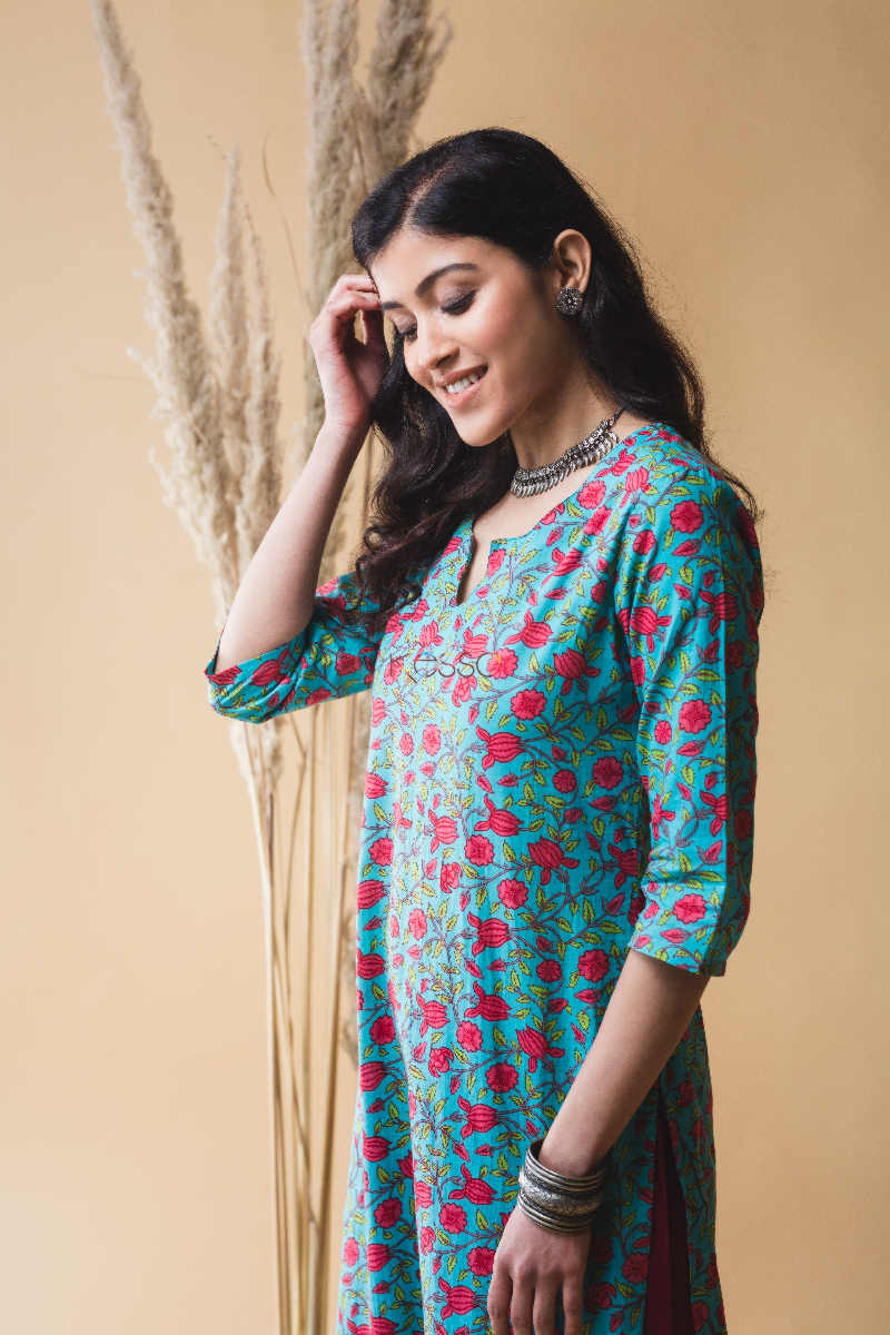Image for Kusvaa Vcr04 Downy Blue Regular Wear Kurta Top