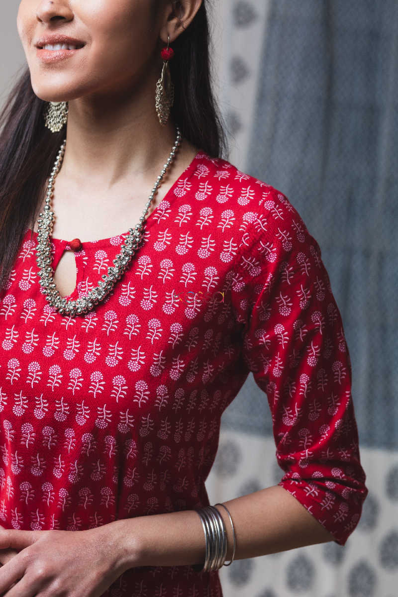 Image for Kusvaa Vcr05 Cherrywood Regular Wear Kurta Closeup
