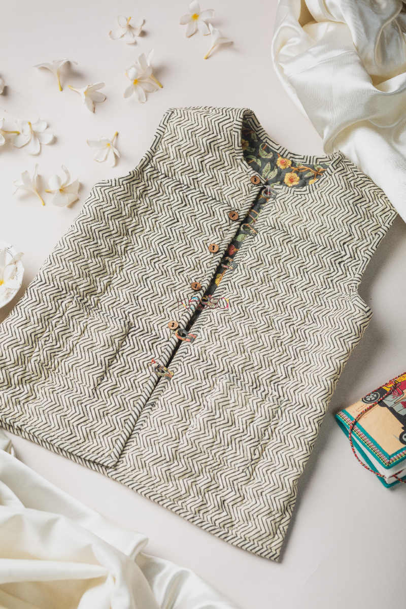 Image for Kusvaa Vj04 Corduroy Flower Print Kids Jacket Side 1