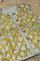 Image for Kusvaa Vj05 Hokey Pokey Yellow Leaf Print Kids Jacket Closeup