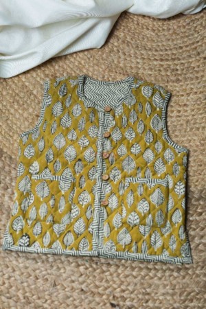 Image for Kusvaa Vj05 Hokey Pokey Yellow Leaf Print Kids Jacket Featured