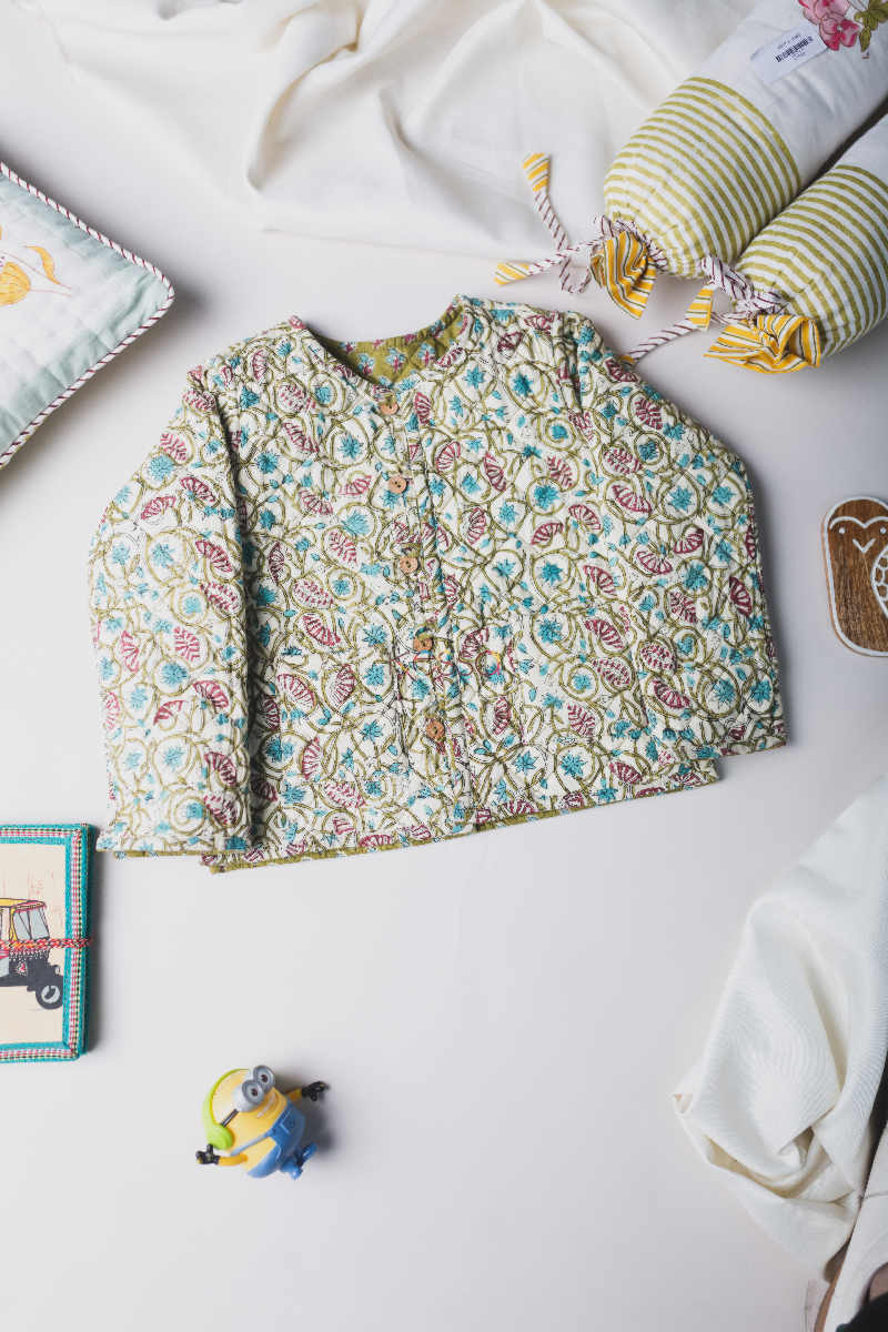 Image for Kusvaa Vjf07 Husk Yellow Leaf Print Kids Jacket Front