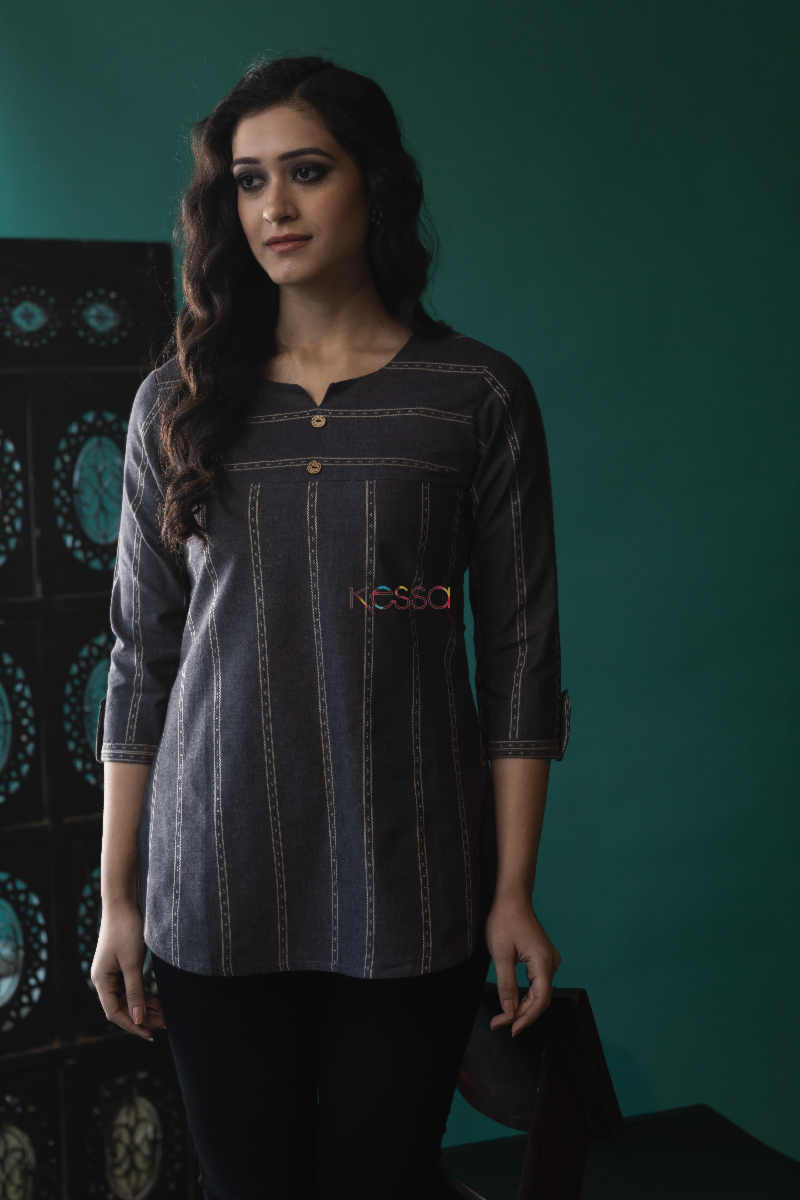 Image for Kusvaa Ws622 Tuna Grey Short Kurti Featured
