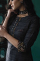 Image for Kusvaa Ws623 Black Bean Kochi Silk Kurta Closeup