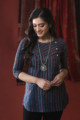 Image for Kusvaa Ws626 Mirage Blue Ajrakh Short Kurti Look