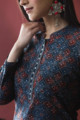 Image for Kusvaa Ws627 Fiord Ajrakh Print Straight Fit Kurta Closeup