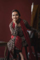 Image for Kusvaa Wsr152 Olive Haze And Maroon Kalidaar Kurta With Dupatta Sitting 1