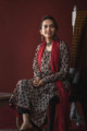 Image for Kusvaa Wsr152 Olive Haze And Maroon Kalidaar Kurta With Dupatta Sitting