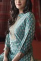 Image for Kusvaa Wsr155 Smalt Blue Handblock Print Kurta Closeup
