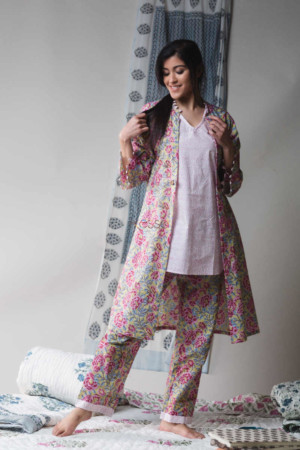 Image for Kusvaa De41 Mongoose Block Print Cape Jammies Set Featured