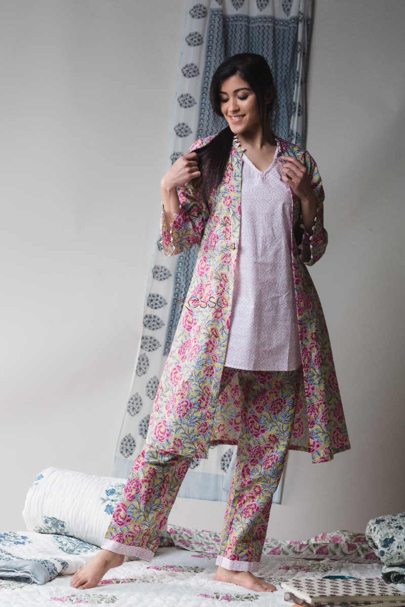 Image for Kusvaa De41 Mongoose Block Print Cape Jammies Set Featured