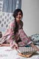 Image for Kusvaa De41 Mongoose Block Print Cape Jammies Set Sitting 1