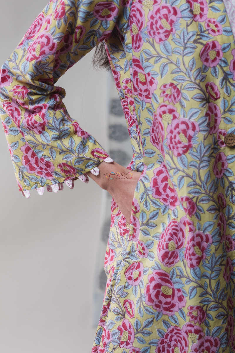 Image for Kusvaa De41 Mongoose Block Print Cape Jammies Set Sleeves