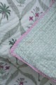 Image for Kusvaa Kaq100 Powder Ash Palm Tree Double Bed Quilt Closeup