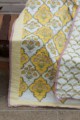 Image for Kusvaa Kaq31 Saffron Block Print Double Bed Quilt Front New