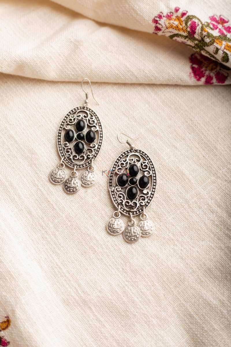 Image for Kusvaa Kpe129 Turkish Tribal Boho Earrings Front