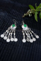 Image for Kusvaa Kpe143 Turkish Triangle Tribal Boho Coin Earrings Green
