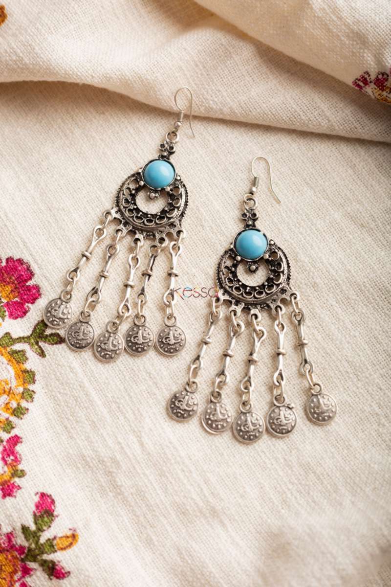 Image for Kusvaa Kpe20 Turkish Circular Multi Stone Coin Earrings Featured