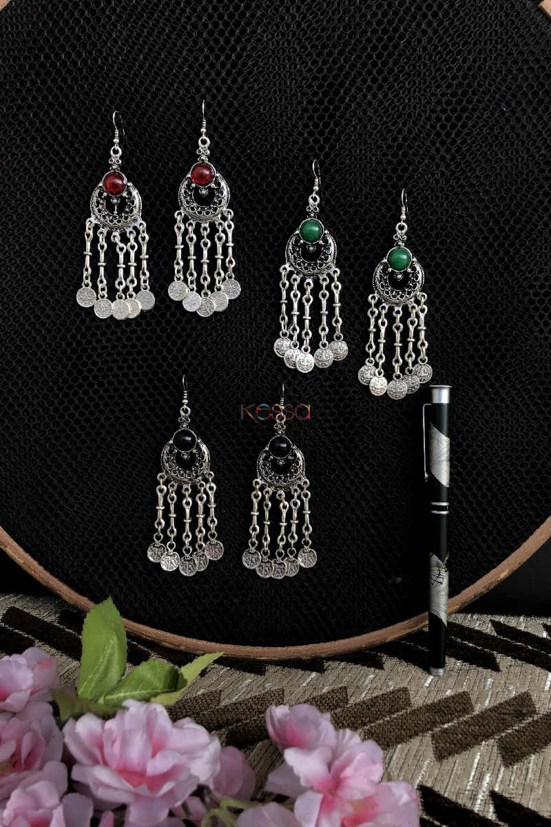 Image for Kusvaa Kpe20 Turkish Circular Multi Stone Coin Earrings